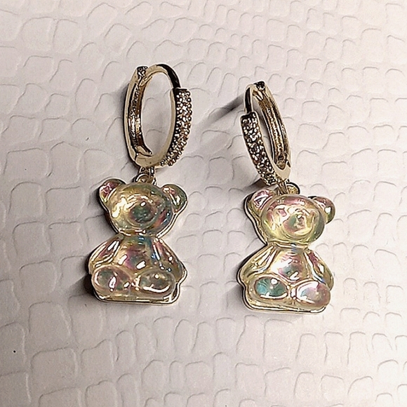 Irridecent bears with goldtone and mini rhinestones too cute! - Picture 1 of 6